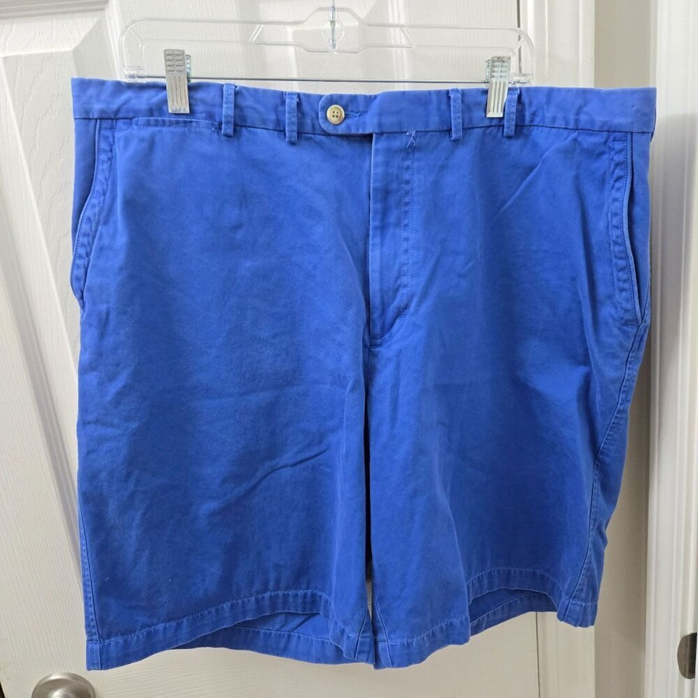 Peter Millar Shorts Mens Size 40 Blue Pima Cotton Golf Casual Classic Flat front